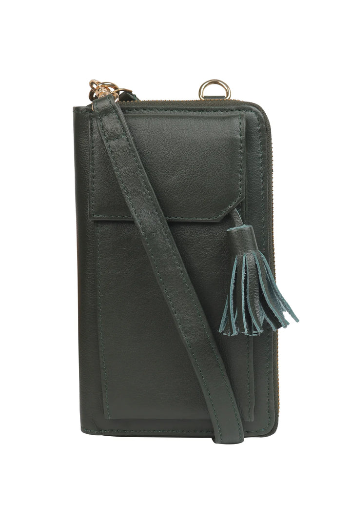 Three Fold Wallet Crossbody - Hunter Green | Risa Vancouver