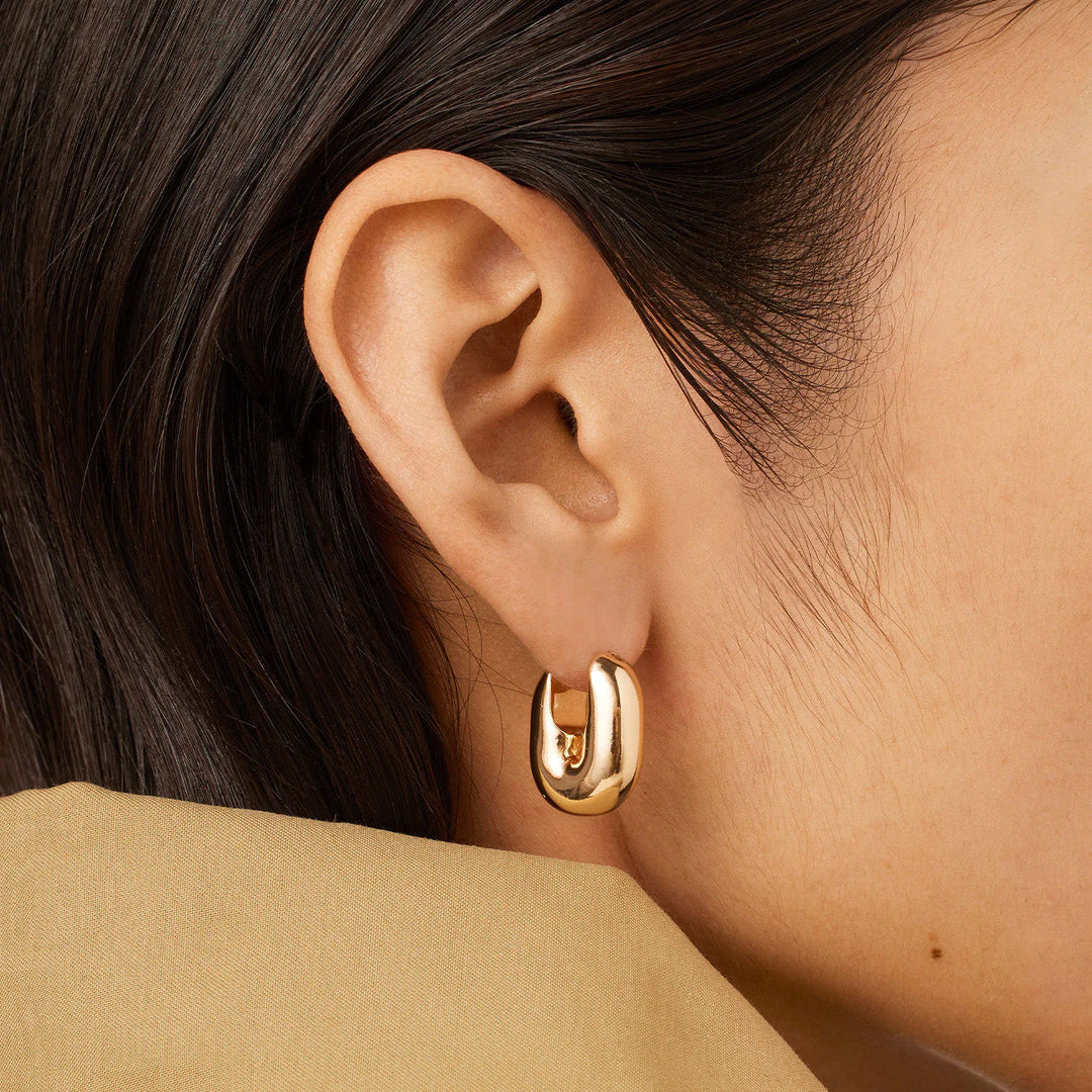 Puffy U-Link Earrings - Gold | Jenny Bird