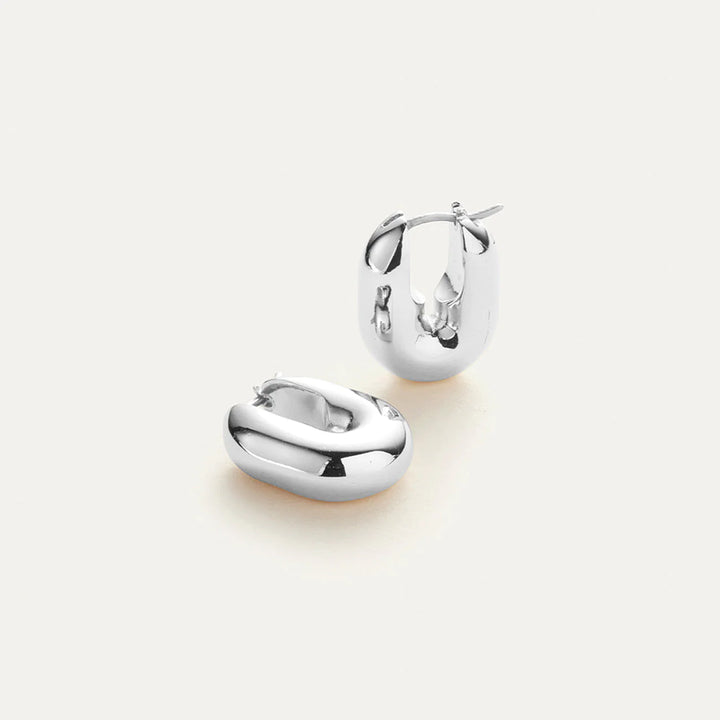 Puffy U-Link Earrings - Silver | Jenny Bird
