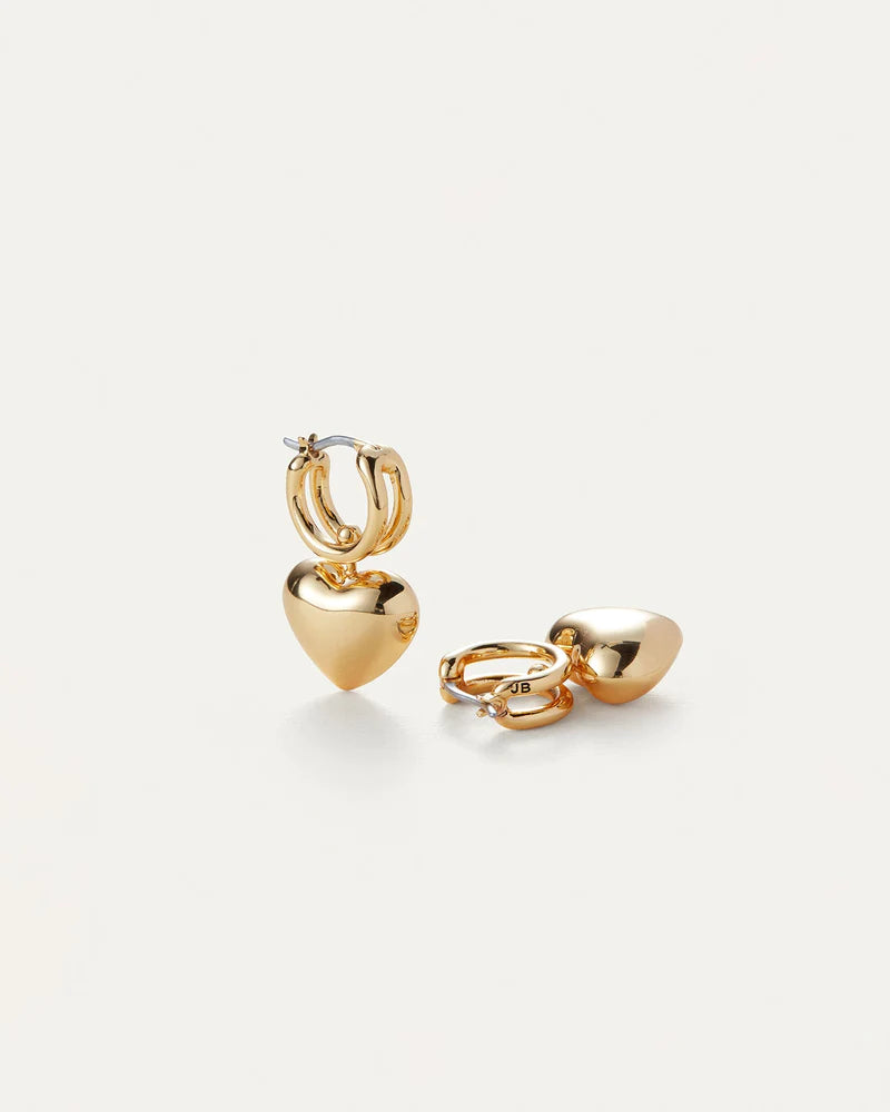 Puffy Heart Huggie Earrings - Gold | Jenny Bird