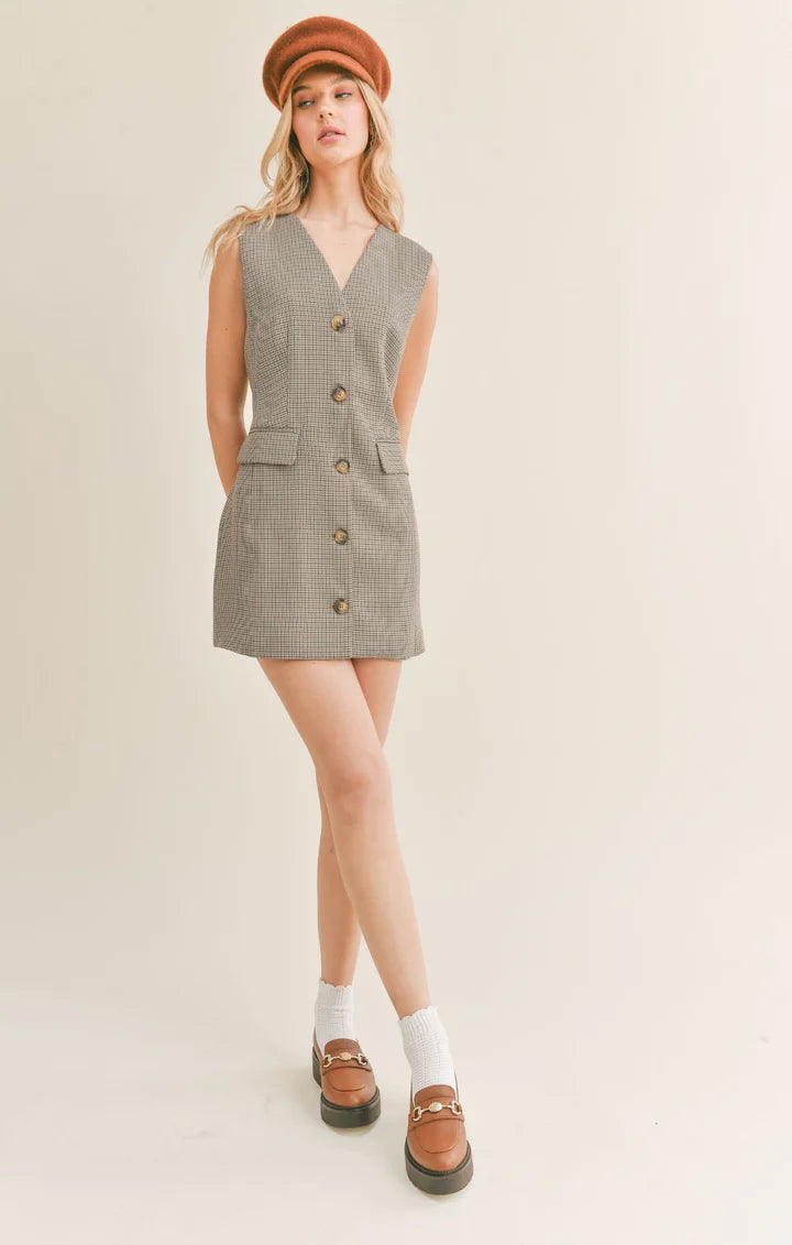 Mirabel Cutout Blazer Dress - Plaid | Sage the Label - Clearance