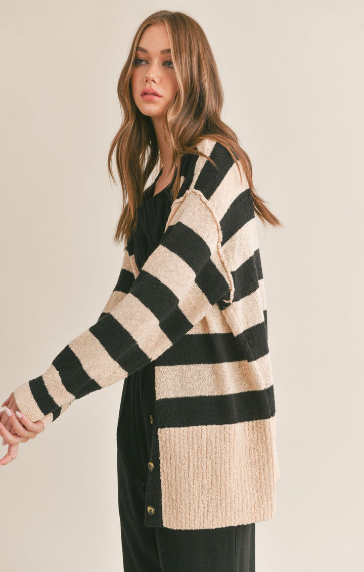 Krissy Striped Oversized Cardigan | Sage the Label