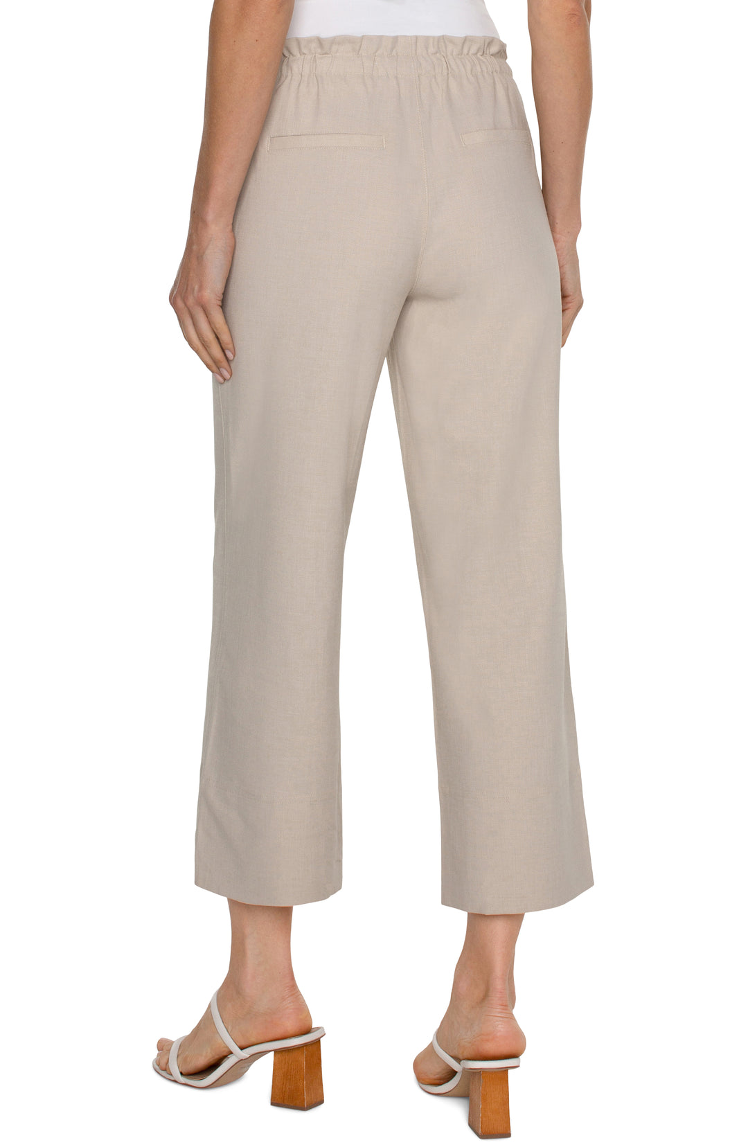 Pull-on Tie Waist Wide Leg Ankle Pant - Dusty Tan | Liverpool