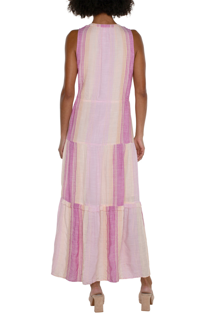 Sleeveless Tiered Maxi Dress - Lavender Multi Stripe | Liverpool