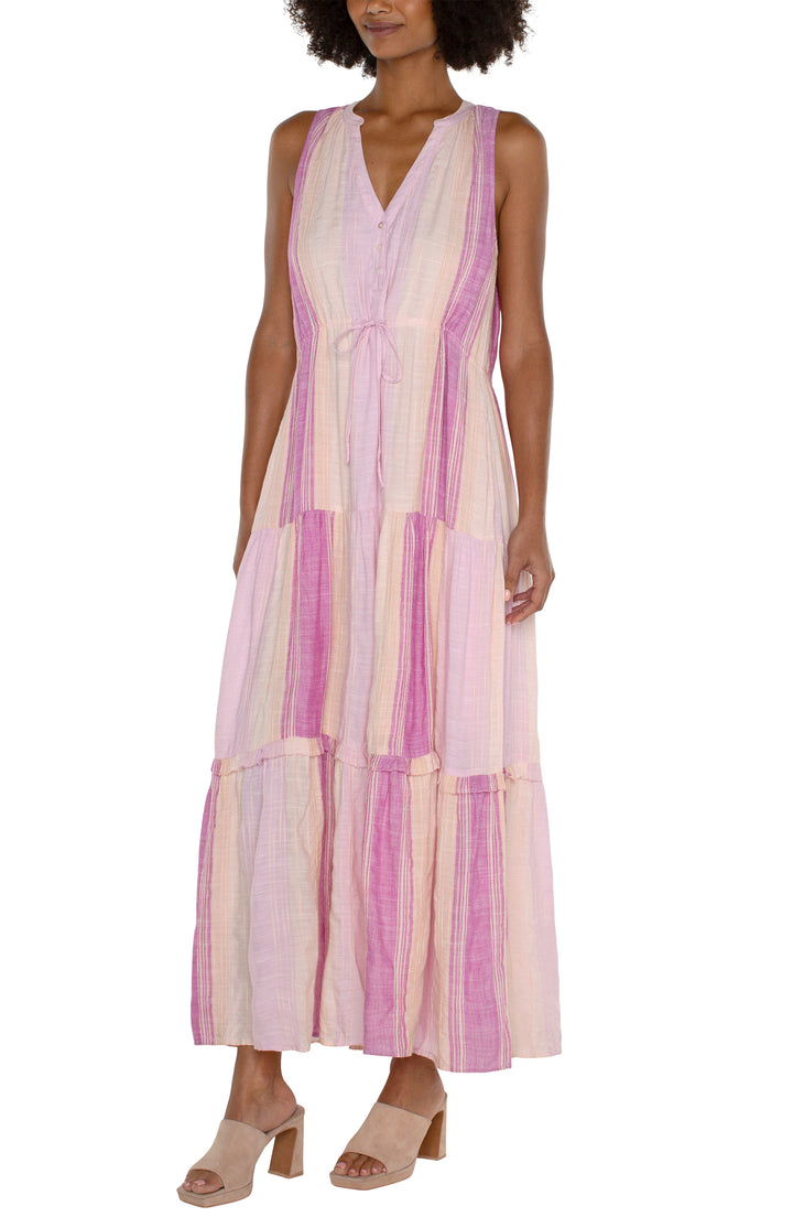 Sleeveless Tiered Maxi Dress - Lavender Multi Stripe | Liverpool