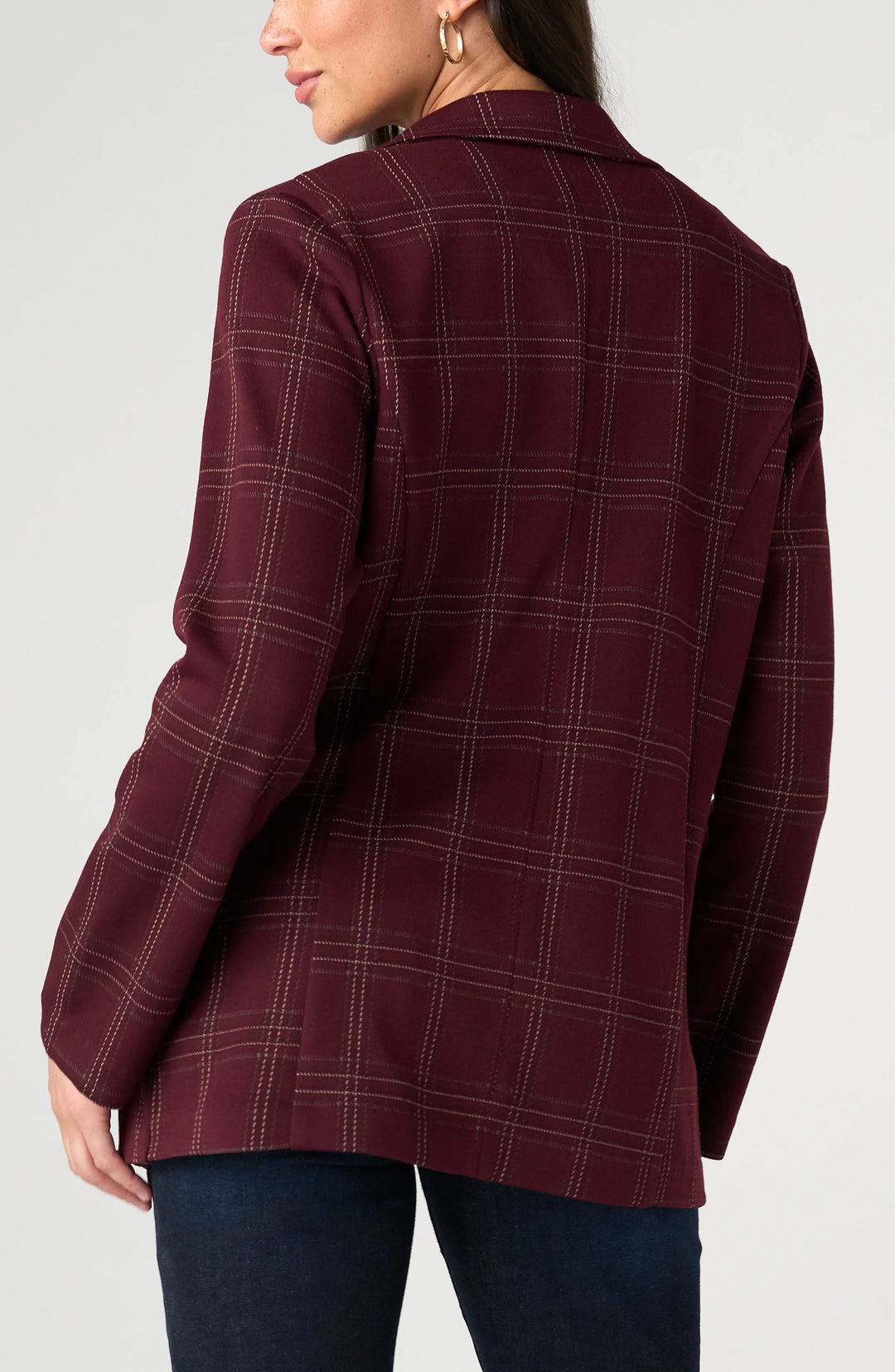 Boyfriend Burgundy Plaid Blazer | Liverpool
