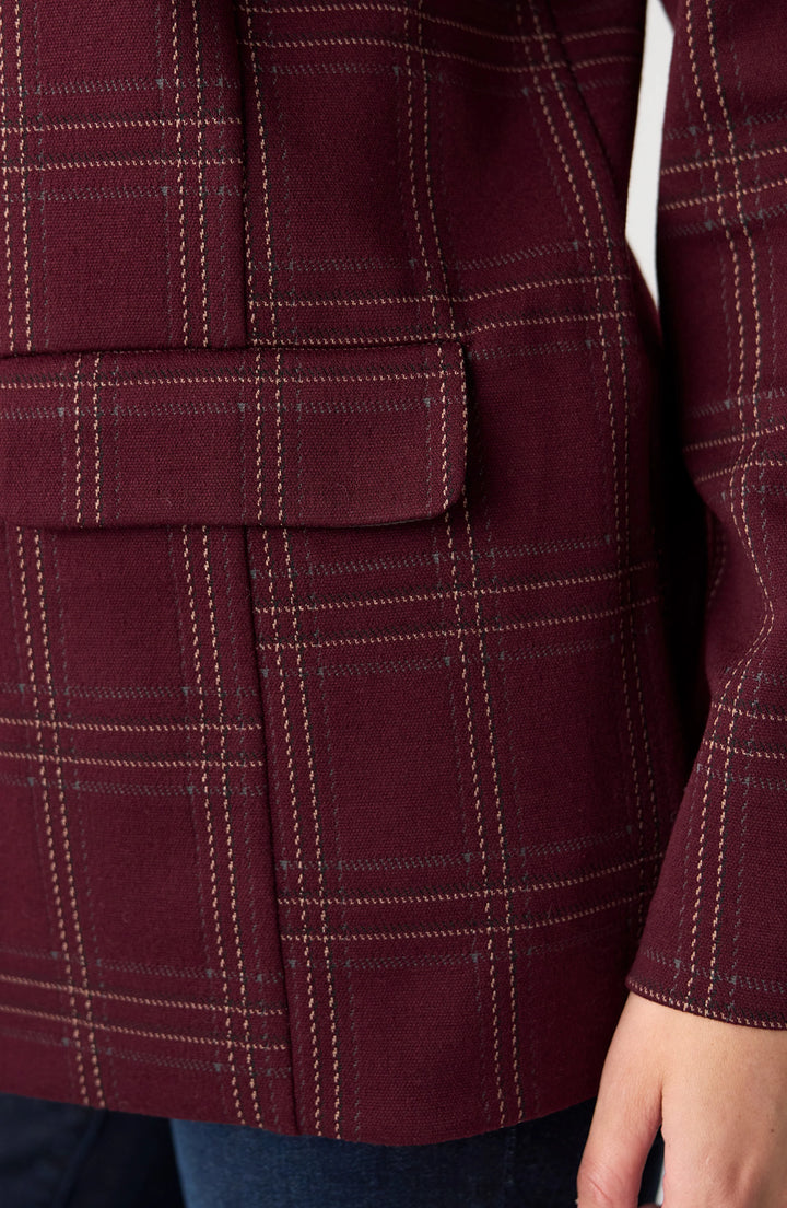 Boyfriend Burgundy Plaid Blazer | Liverpool