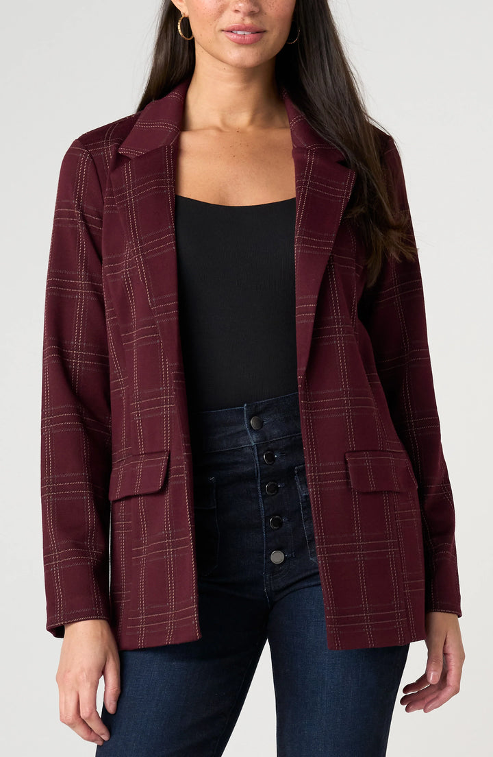 Boyfriend Burgundy Plaid Blazer | Liverpool