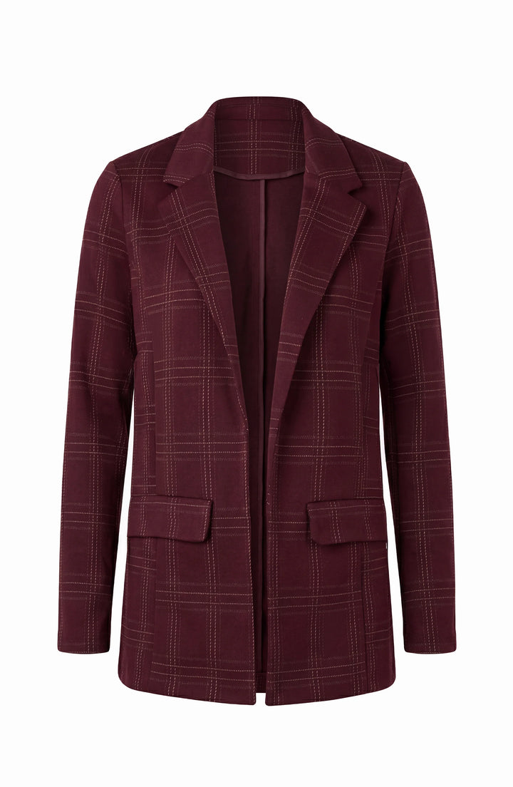 Boyfriend Burgundy Plaid Blazer | Liverpool