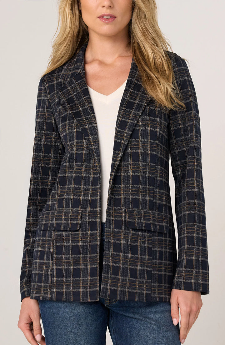 Boyfriend Navy Plaid Blazer | Liverpool