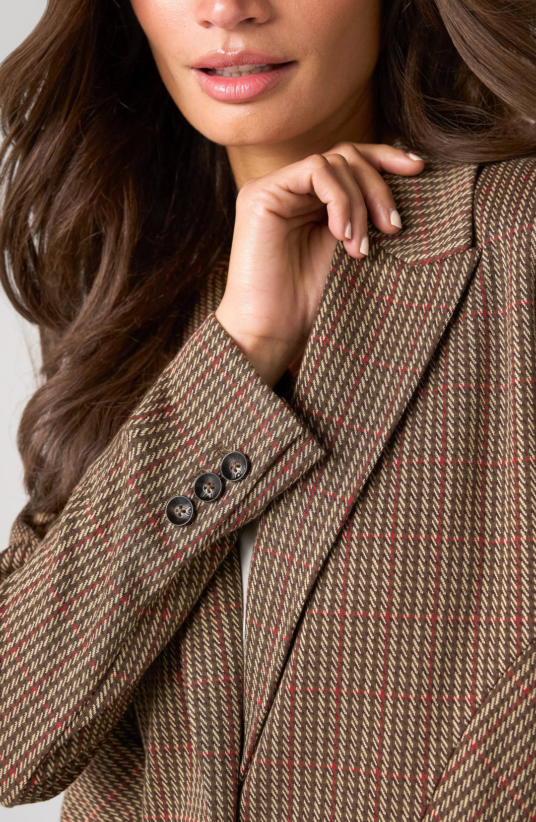 Fitted Cutaway Plaid Blazer | Liverpool