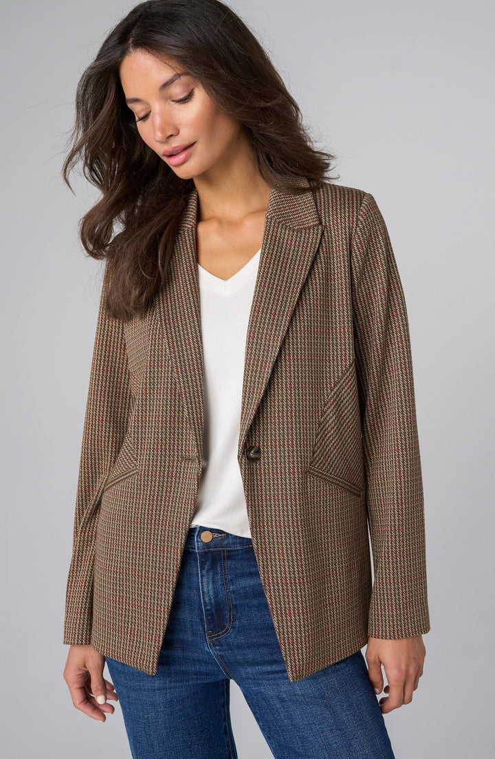 Fitted Cutaway Plaid Blazer | Liverpool