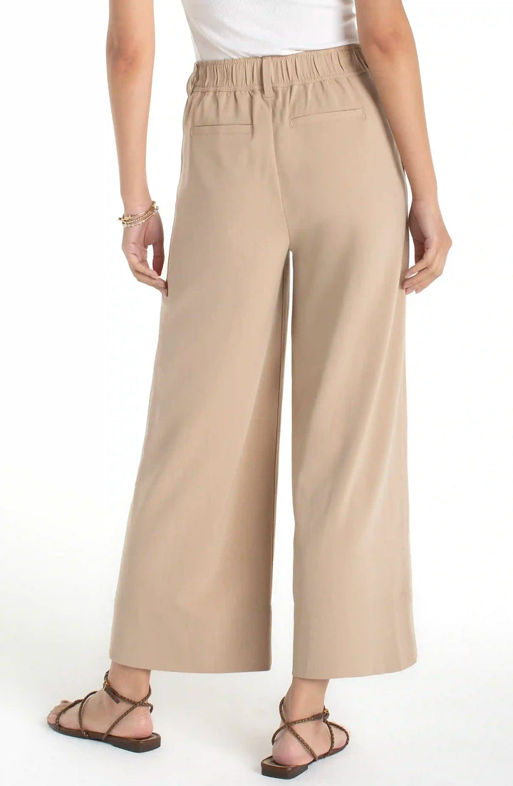 Crop High Rise Pleated Wide Leg Tan Trouser | Liverpool