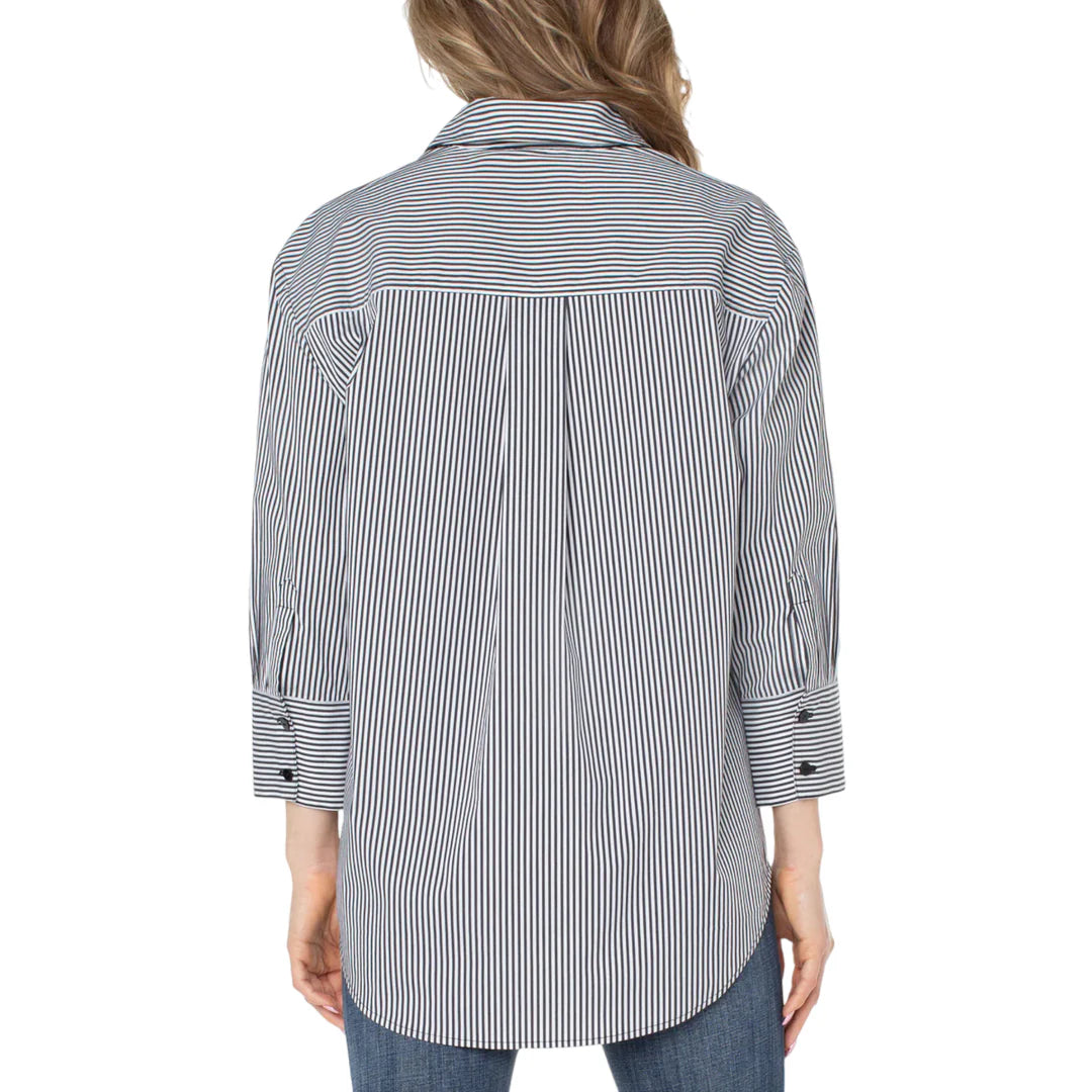 Oversized Classic Striped Button Down Top | Liverpool