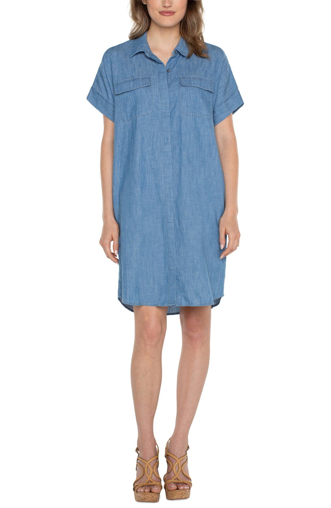Belted Shirt Dress - Chambray Blue | Liverpool