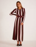 Eden Knit Cut Out Midi Dress - Metallic Stripe | Minkpink