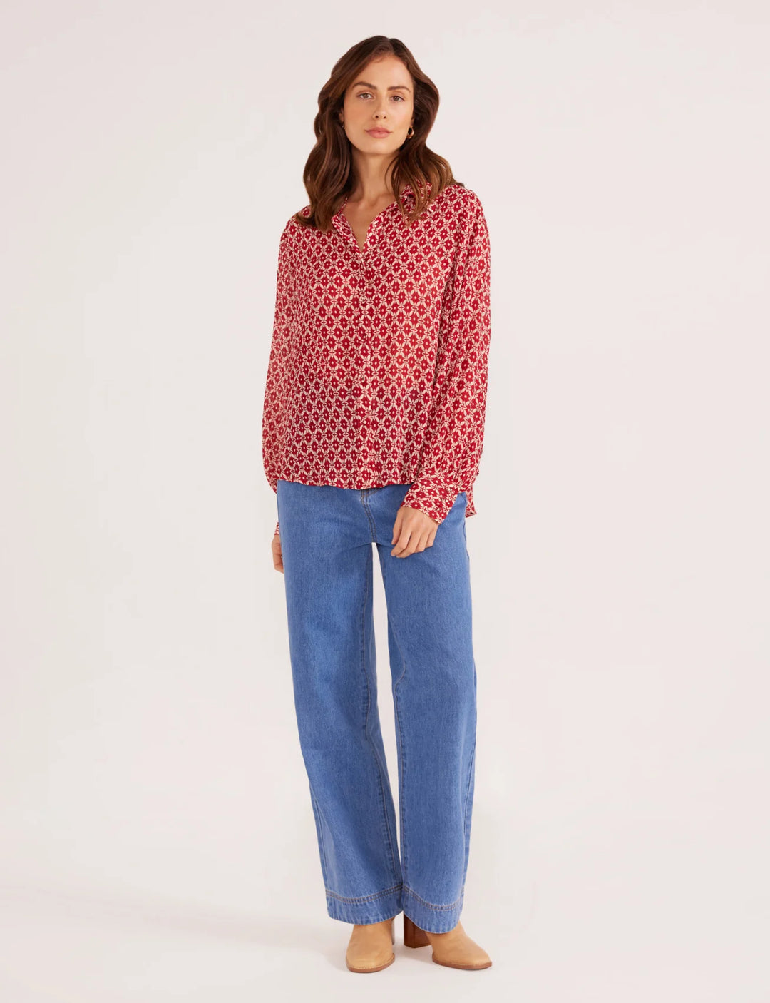 Annie Button Down Blouse - Mink Pink