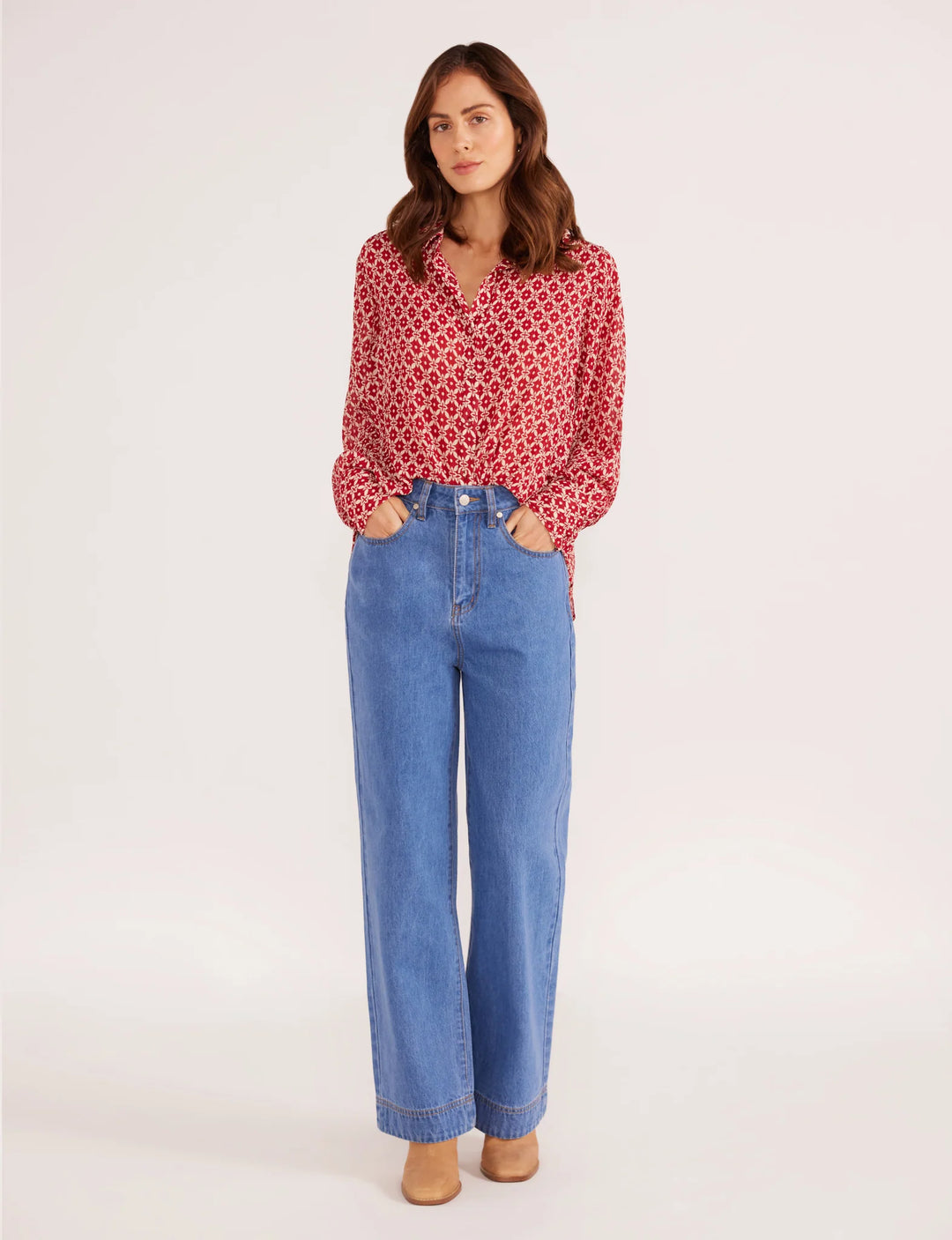 Annie Button Down Blouse - Mink Pink