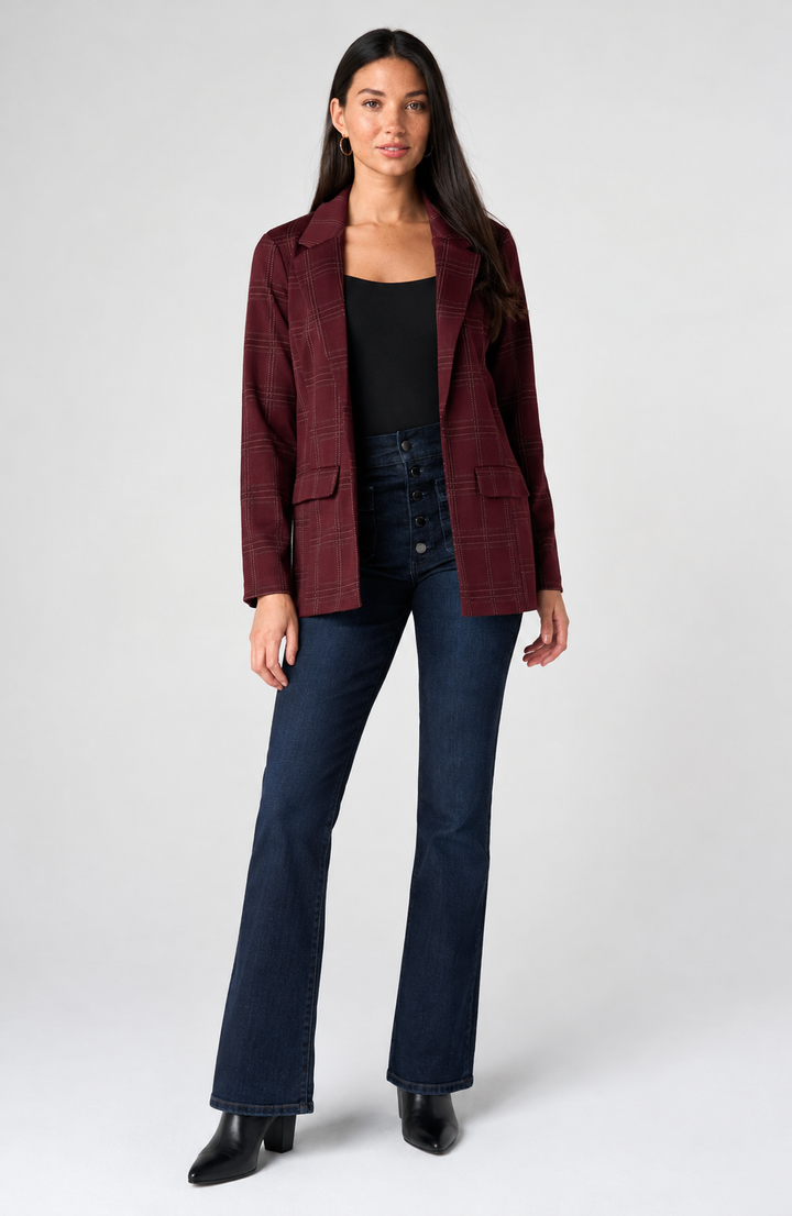Boyfriend Burgundy Plaid Blazer | Liverpool