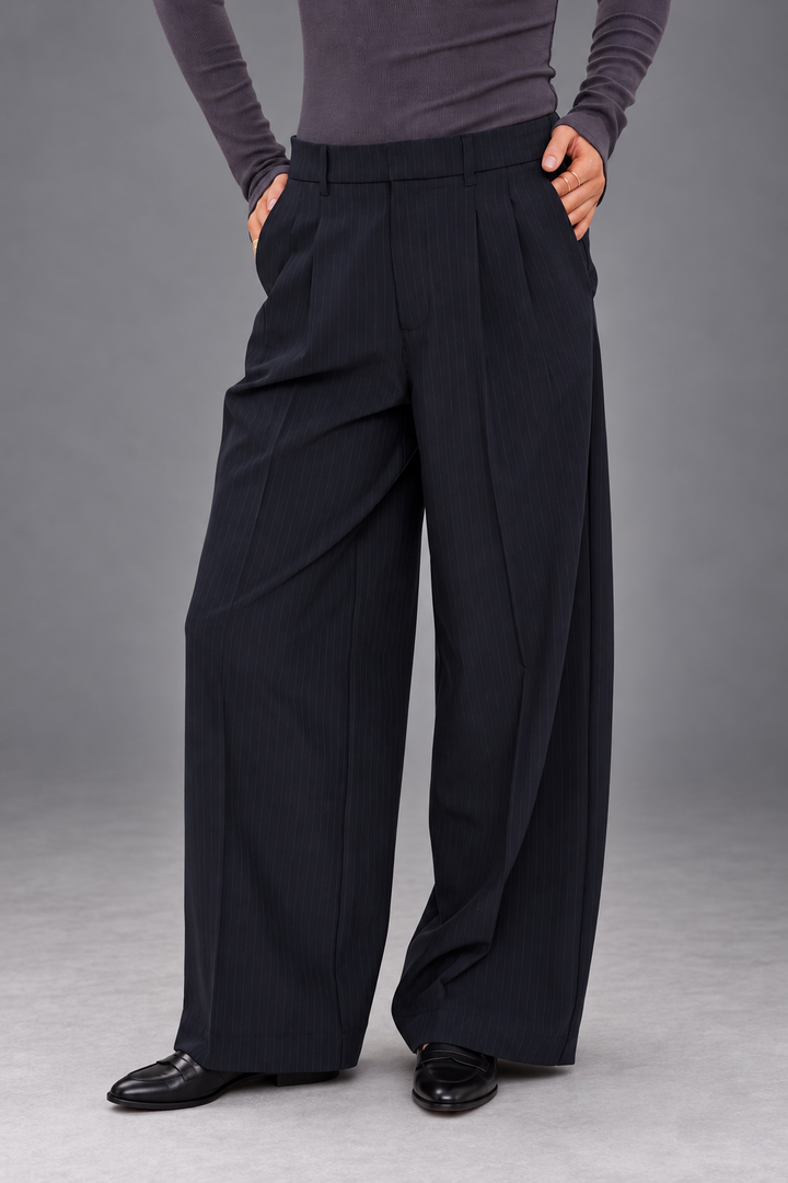 Collins Navy Pinstripe Pants | Gentle Fawn