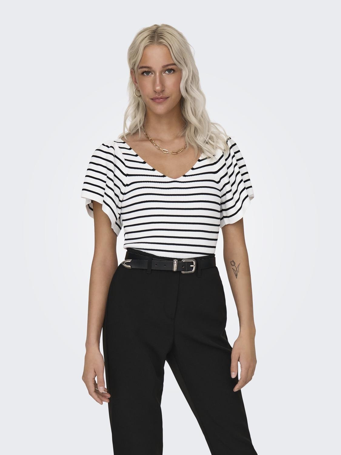 Leelo Stripe Knitted Top | Only