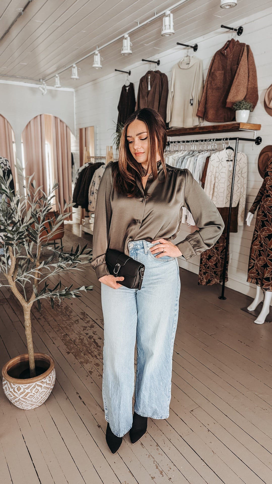 Balicia Satin Blouse - Ivy Green | RD Style