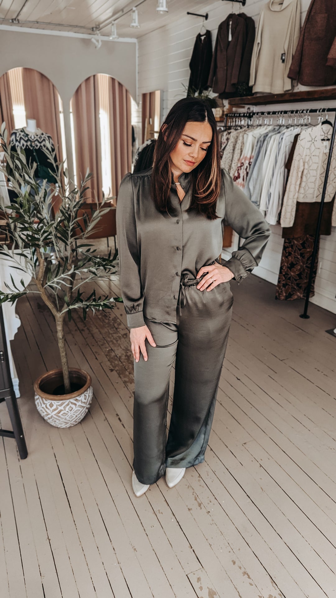 Merry Satin Pant - Ivy Green | RD Style