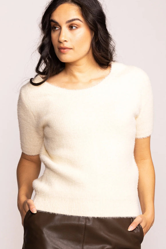 White addison sweater by pink martini. Fall23. Jolie folie boutique