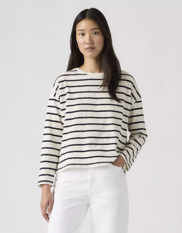 Julie Slub Long Sleeve Tee – Saint Stripe Egret Navy | Levi's