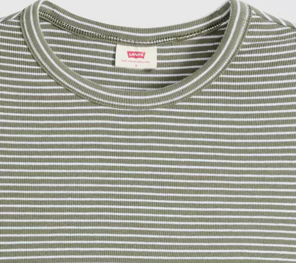 Lichen Dark Green Stripe Hayes Cropped Tee | Levi's