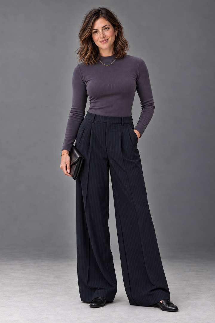 Collins Navy Pinstripe Pants | Gentle Fawn
