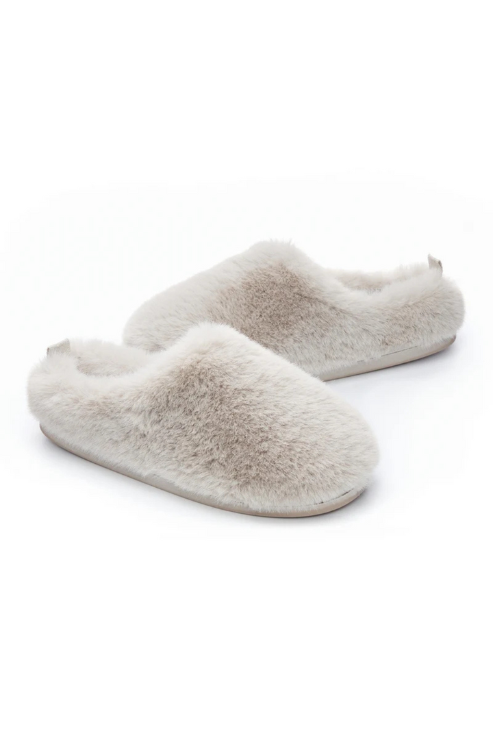 Ariana Luxury Faux Fur Mule Slipper - Trace Grey | Bedroom Athletics