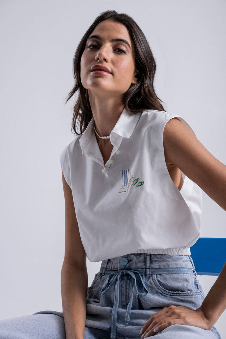 Embroidered Polo Crop Top | Lez A Lez - Clearance