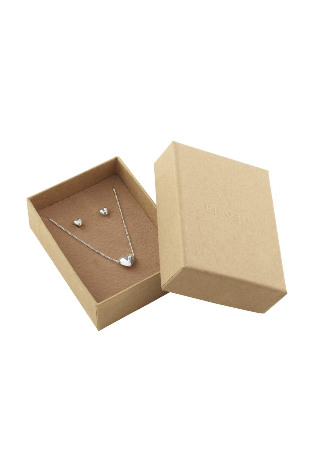 Coffret cadeau collier et boucles d'oreilles en forme de cœur recyclé Vernica - Argent | Pèlerin