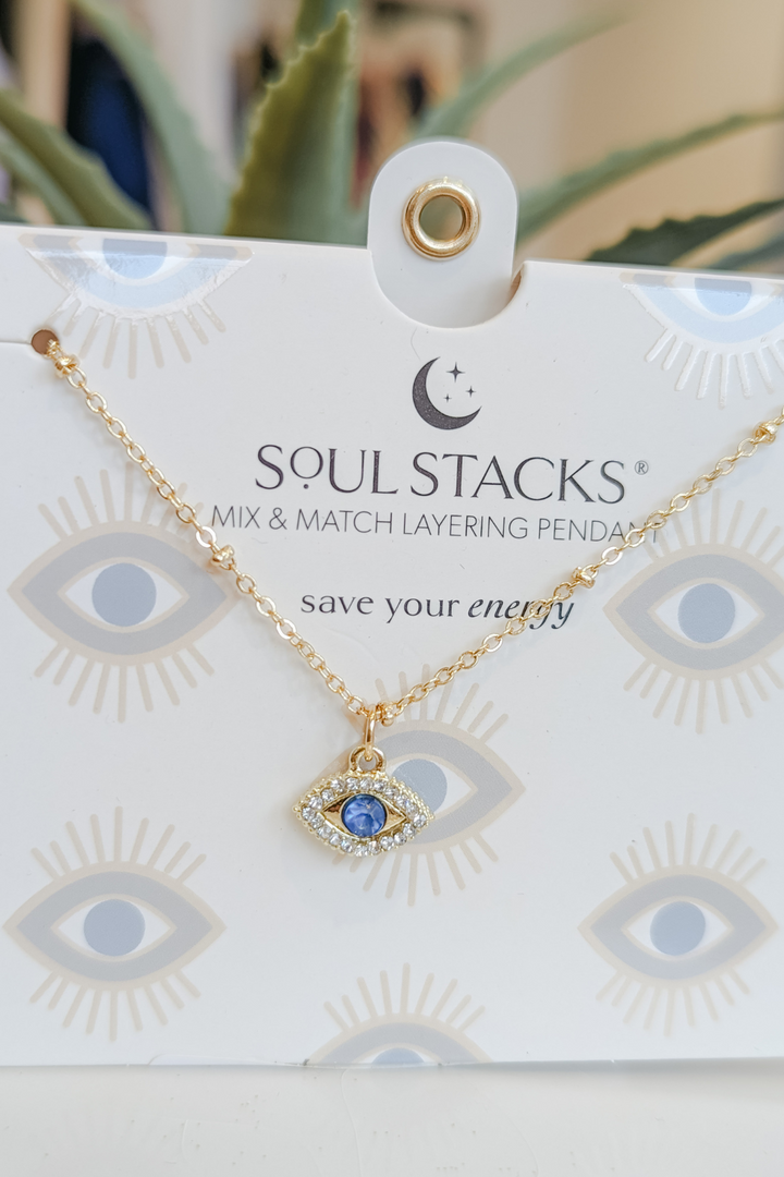 Evil Eye Sparkling Layering Pendant Necklace | Soul Stacks