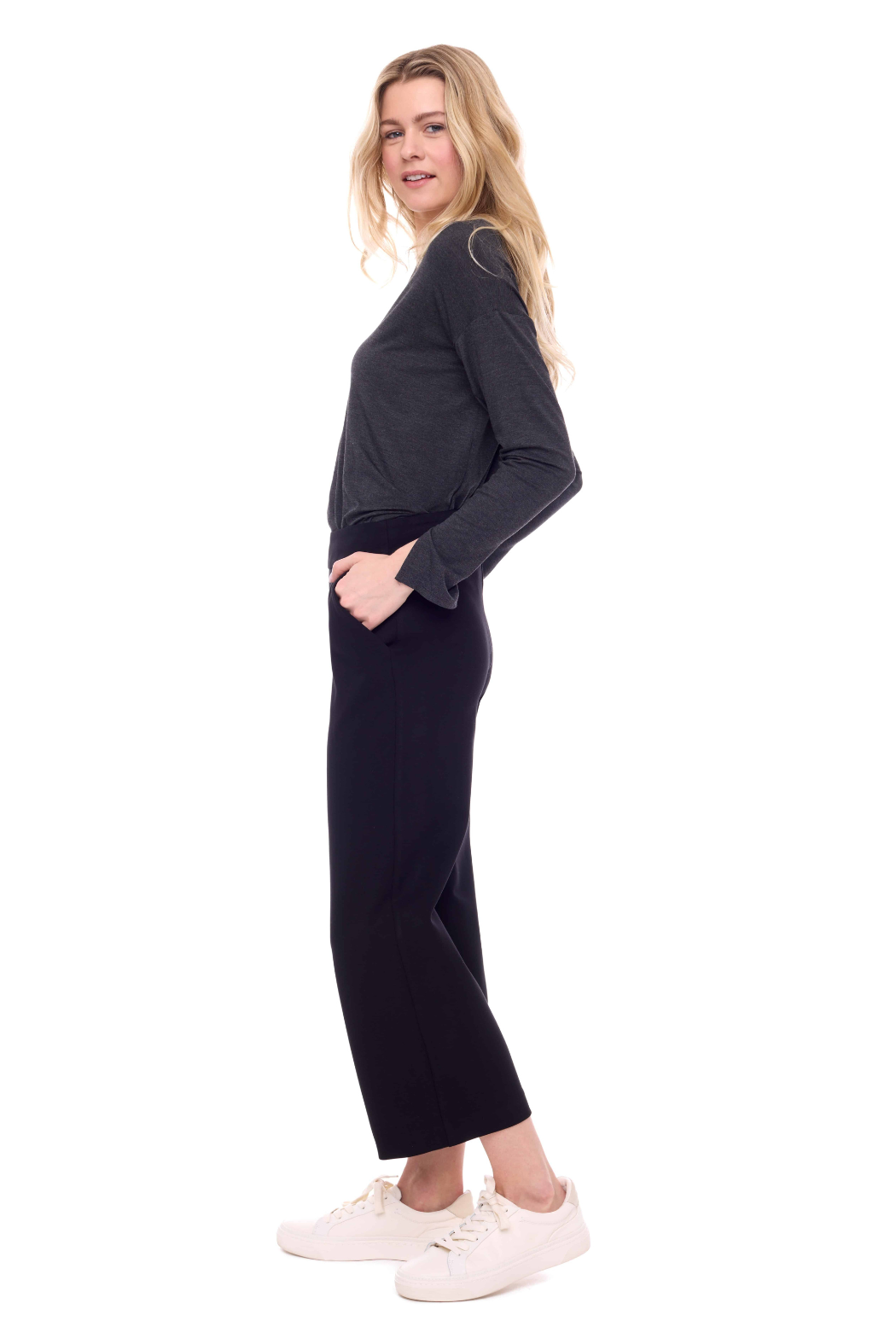 Solid Ponte Wide Leg Crop Pant | UP!