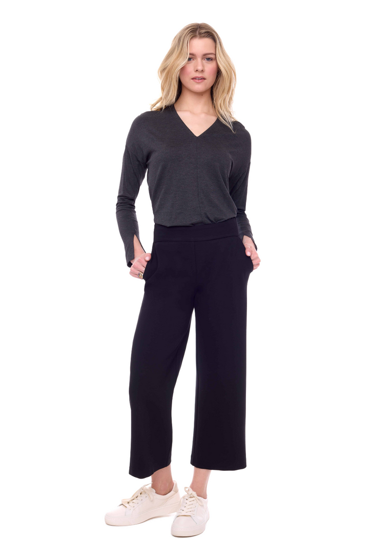 Solid Ponte Wide Leg Crop Pant | UP!