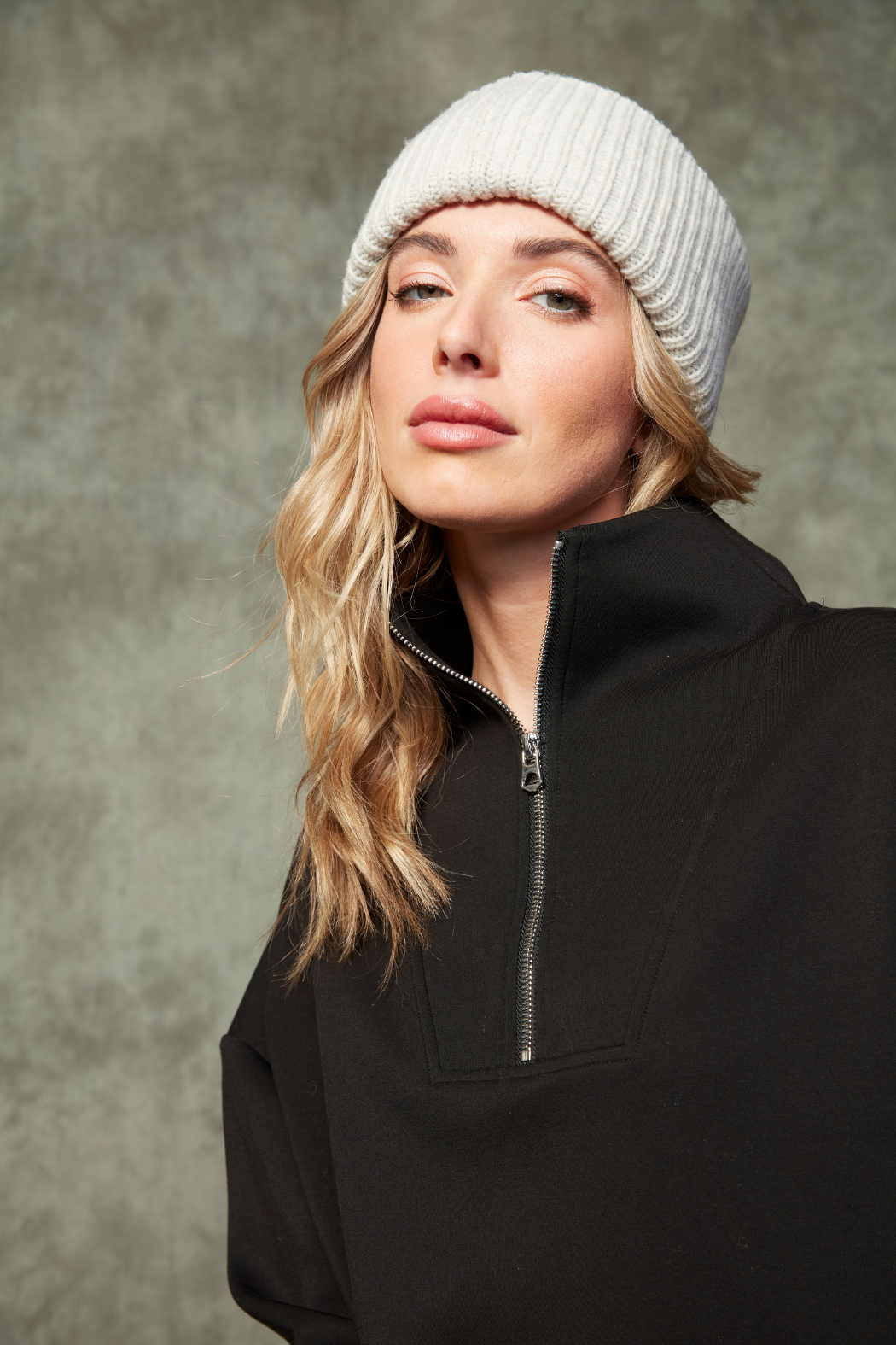 Seanni Soft Knit Half Zip Top - Black | RD STYLE