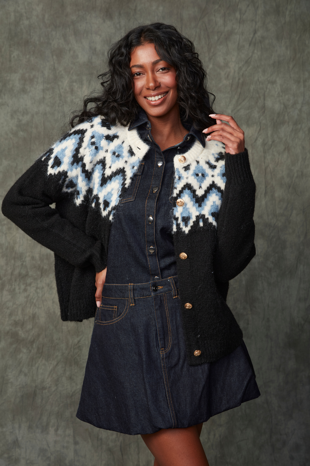 Cornelia Navy Cardigan Sweater | RD Style