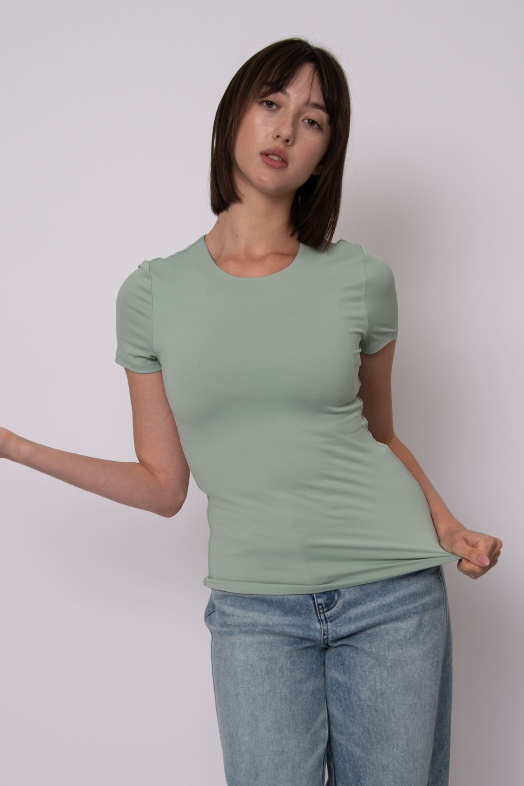 Roxi Second Skin Short Sleeve Top in Ivy Green | RD Style