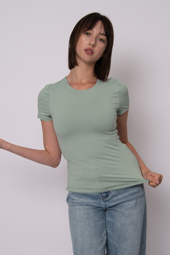 Roxi Second Skin Short Sleeve Top in Ivy Green | RD Style
