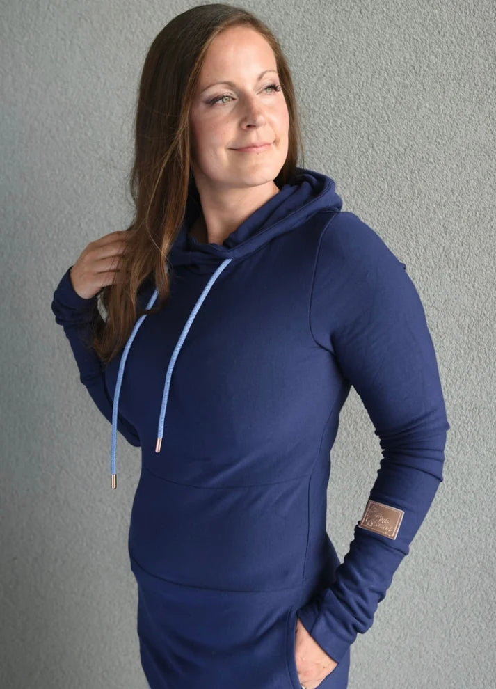 Navy Blue Hoodie Sweater | Pink Cement