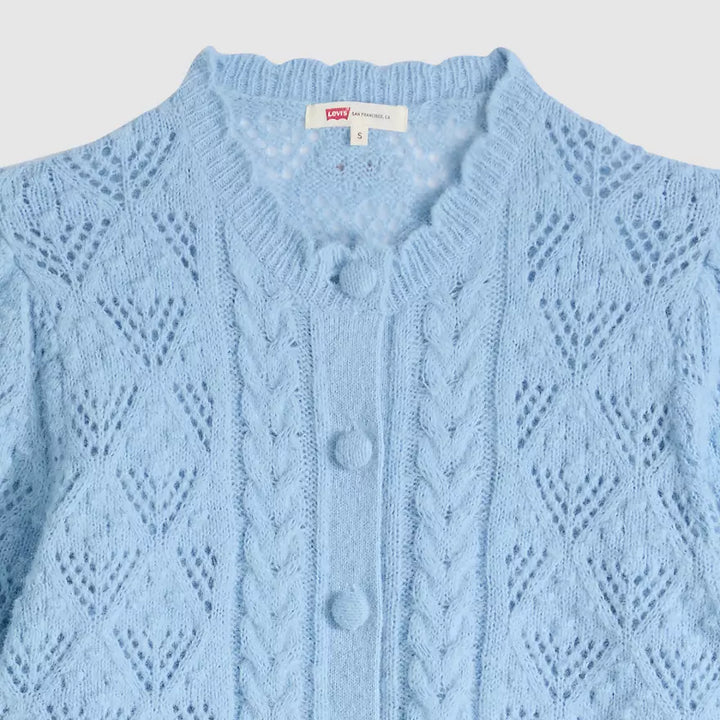 Pauline Pointelle Short-Sleeve Cardigan in Blue | Levi's