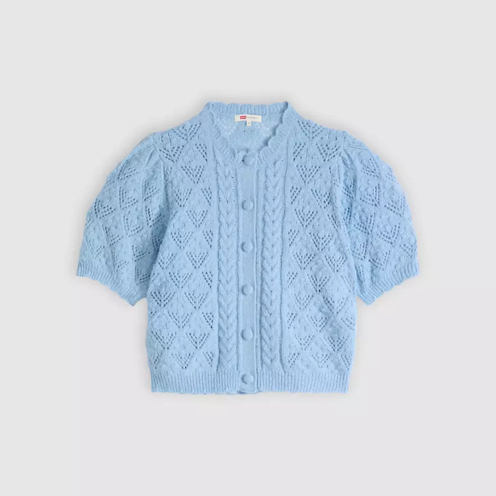 Pauline Pointelle Short-Sleeve Cardigan in Blue | Levi's