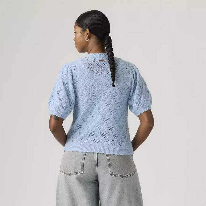 Pauline Pointelle Short-Sleeve Cardigan in Blue | Levi's