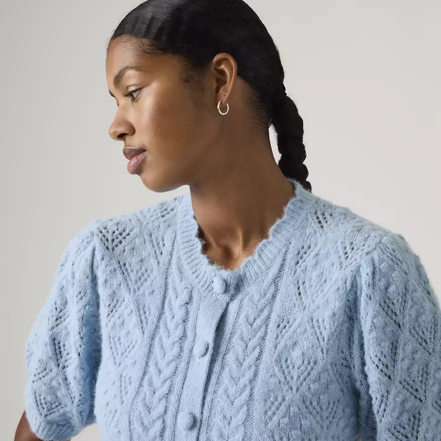 Pauline Pointelle Short-Sleeve Cardigan in Blue | Levi's