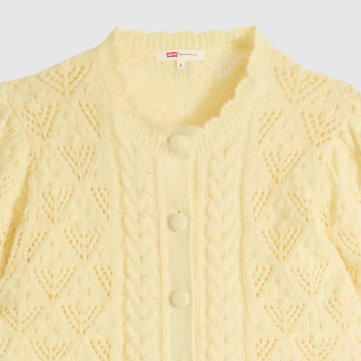 Pauline Pointelle Short-Sleeve Cardigan in French Vanilla Yellow | Levi's