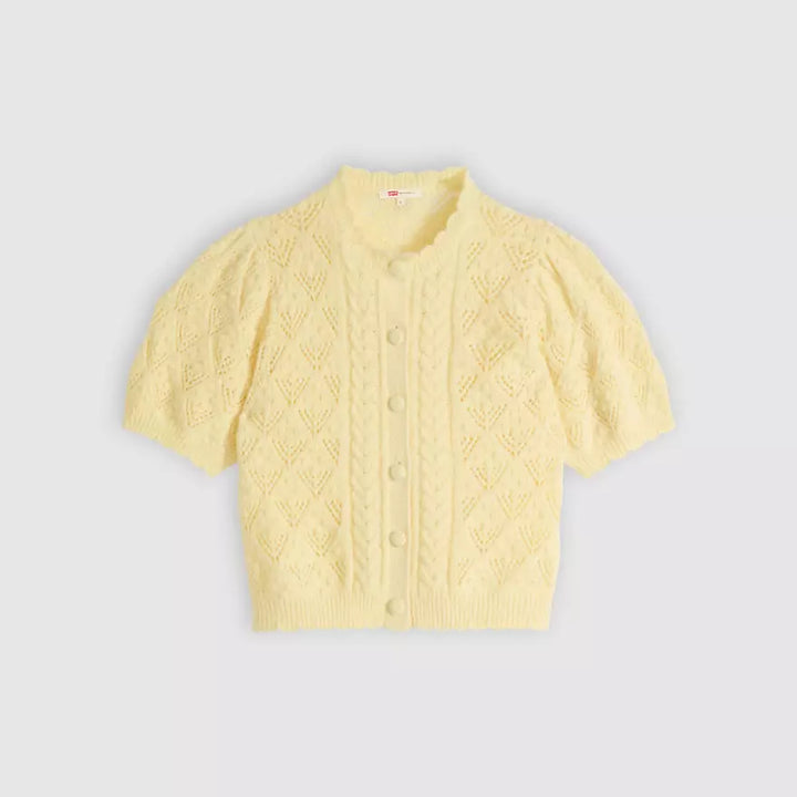 Pauline Pointelle Short-Sleeve Cardigan in French Vanilla Yellow | Levi's