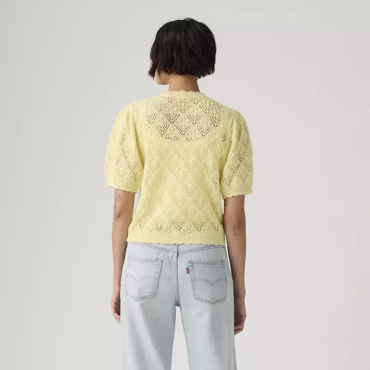 Pauline Pointelle Short-Sleeve Cardigan in French Vanilla Yellow | Levi's