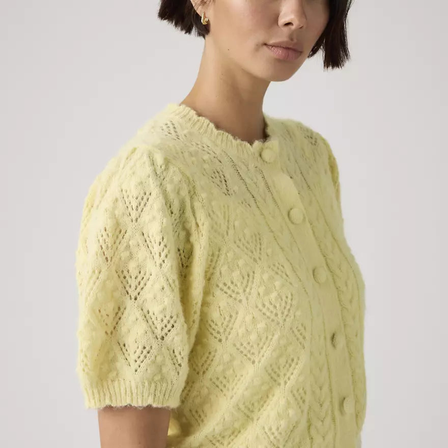 Pauline Pointelle Short-Sleeve Cardigan in French Vanilla Yellow | Levi's